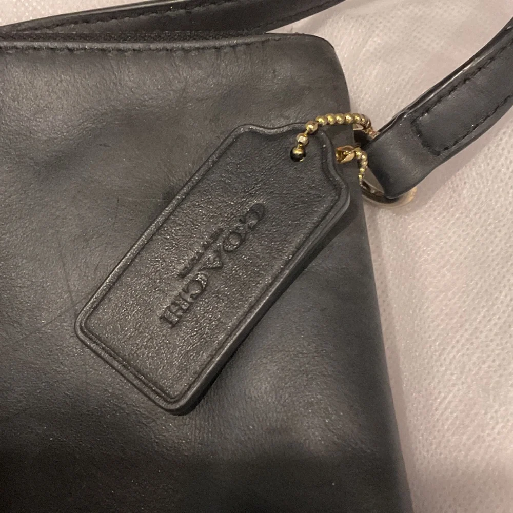 Coach Black Leather Crossbody Bag with Gold Accents